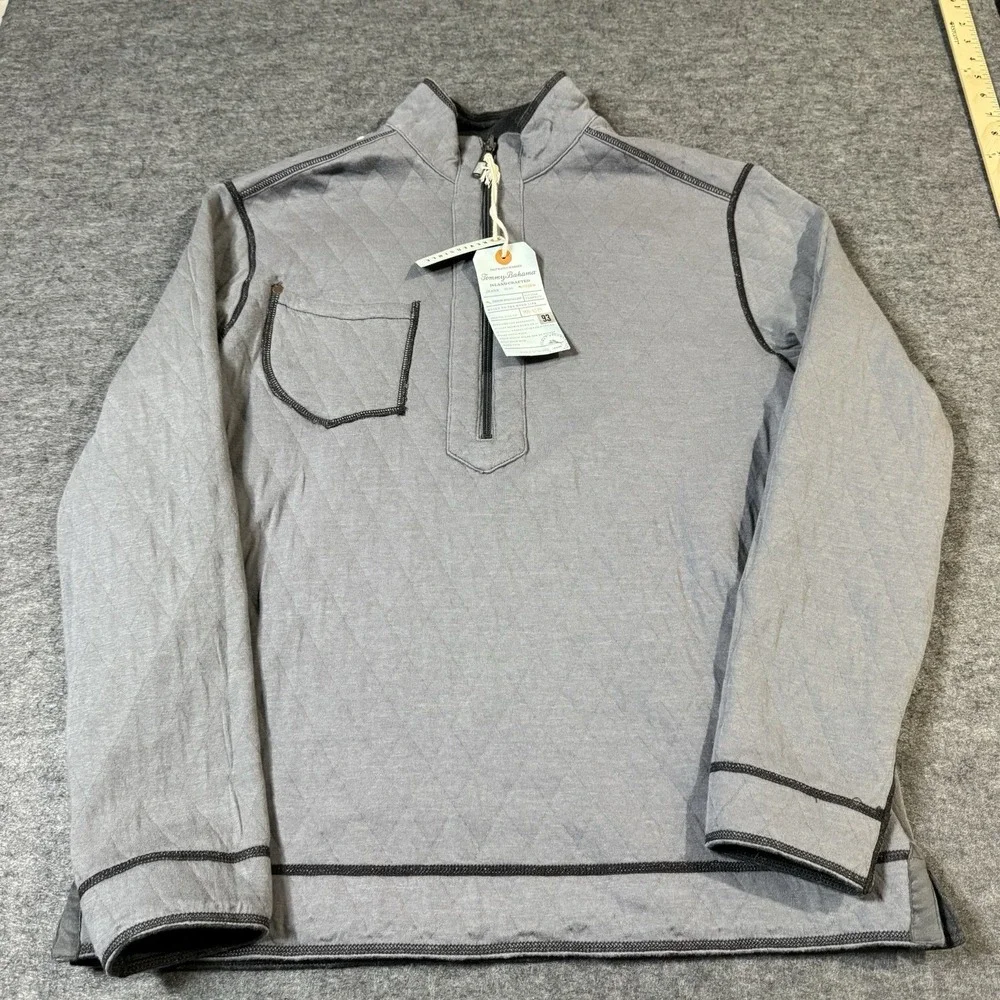 Tommy Bahama Greenwich Quilted Half Zip Reversible Pullover Mens L NEW Preppy